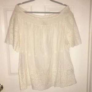 Off Shoulder Eyelet Blouse